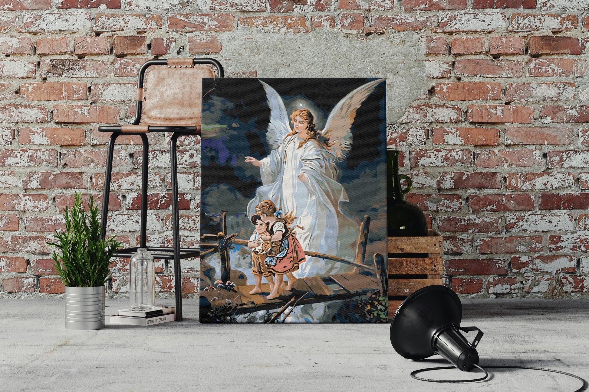 angel with kids painting by numbers canvas kit for adults