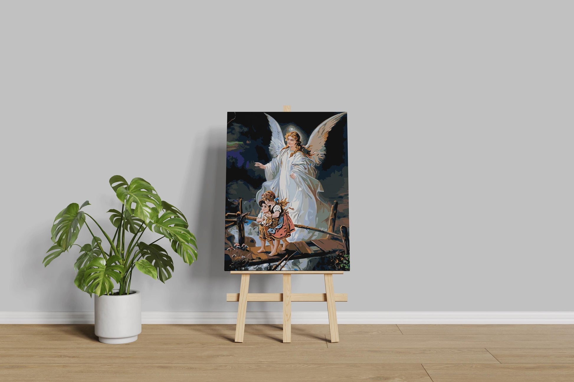angel with kids painting by numbers canvas kit for adults
