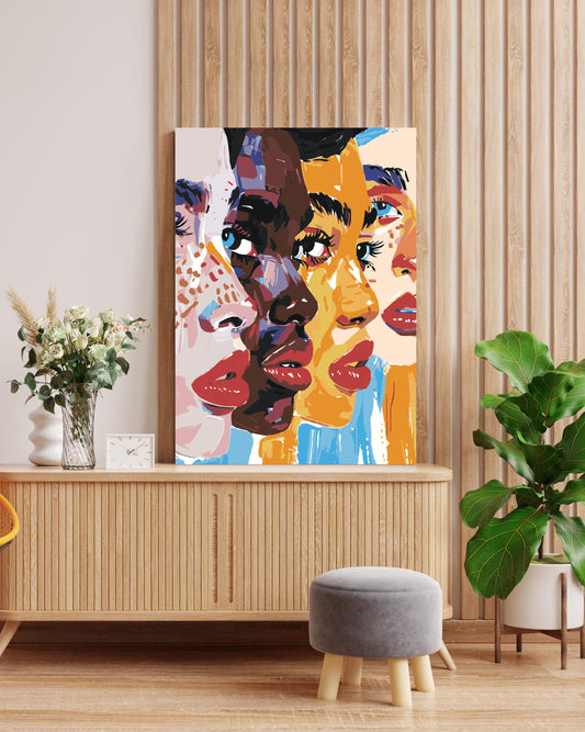 colorful female portraits painting by numbers canvas kit for adults