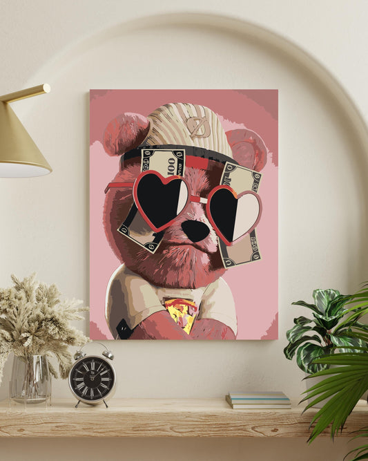 pink bear painting to numbers canvas kit for adults