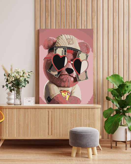 pink bear painting to numbers canvas kit for adults