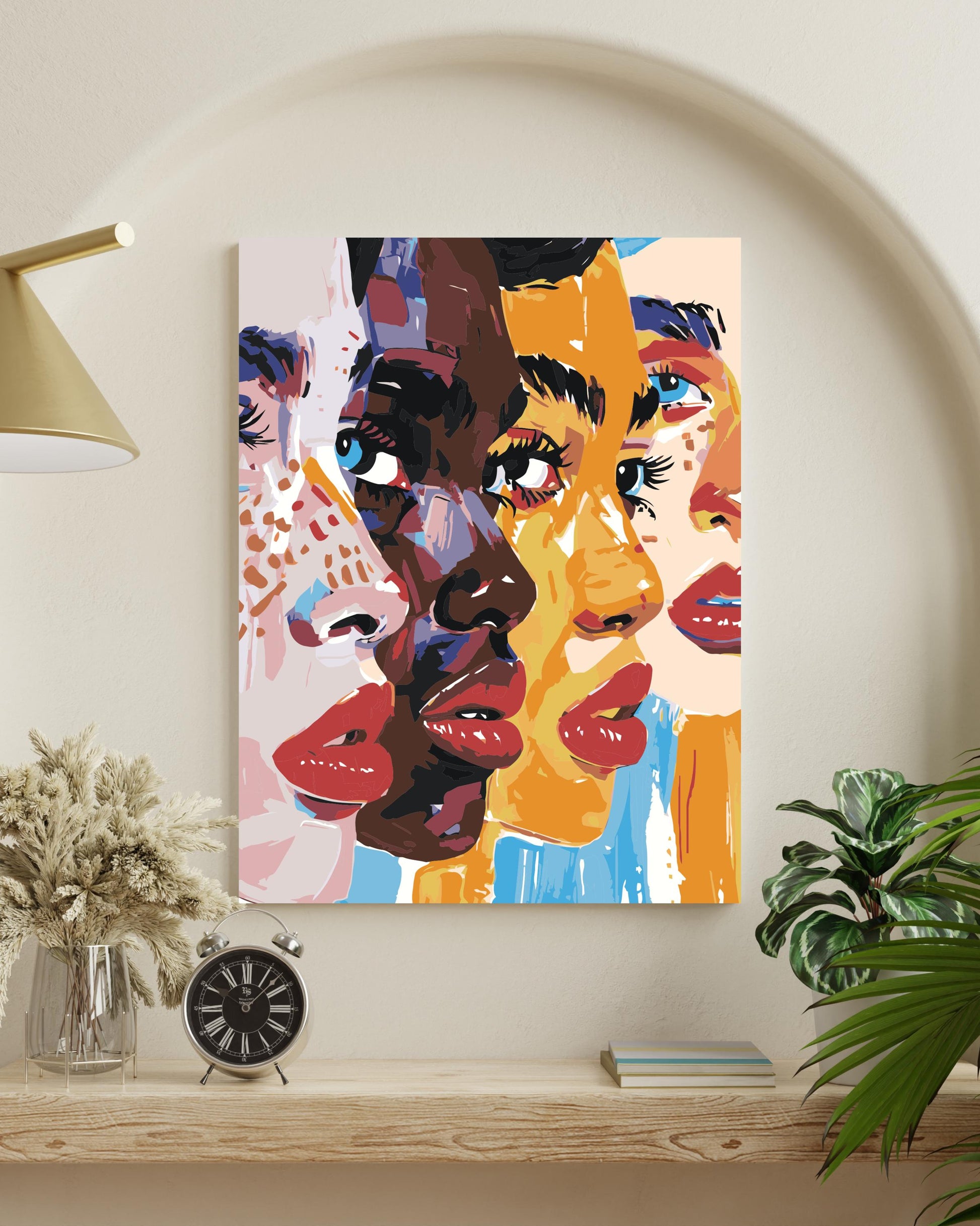 colorful female portraits painting by numbers canvas kit for adults