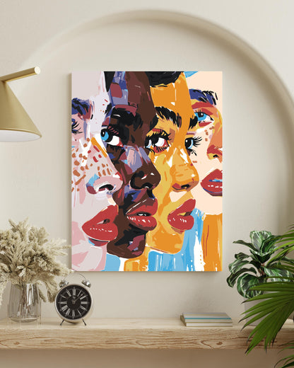 colorful female portraits painting by numbers canvas kit for adults