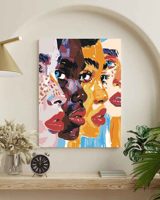 colorful female portraits painting by numbers canvas kit for adults