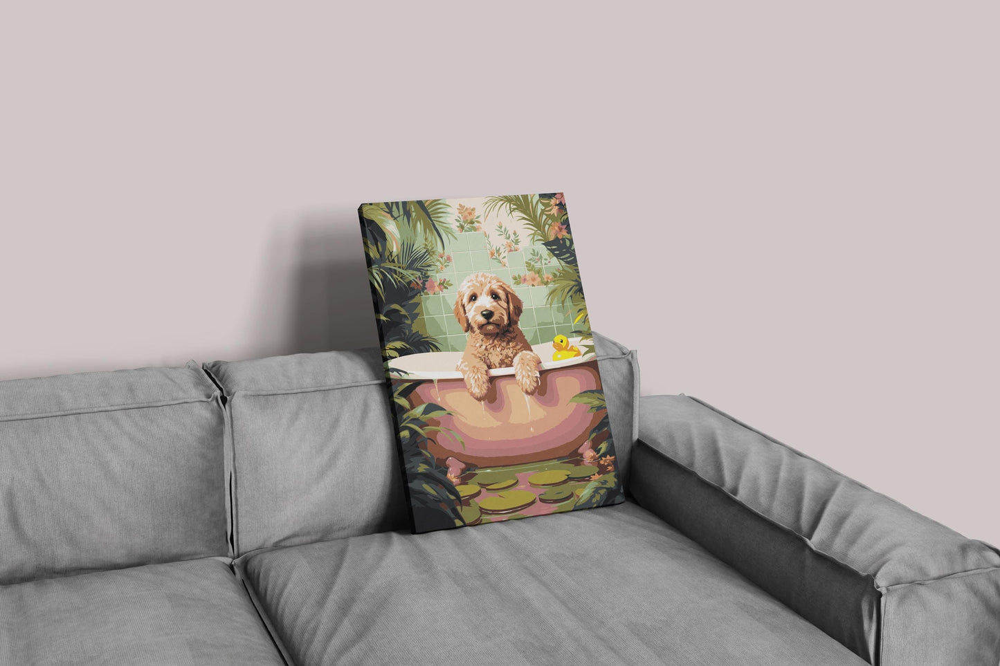 Golden Doodle Bathtub Paint by Numbers Kit - Funny Animal Art Numerio