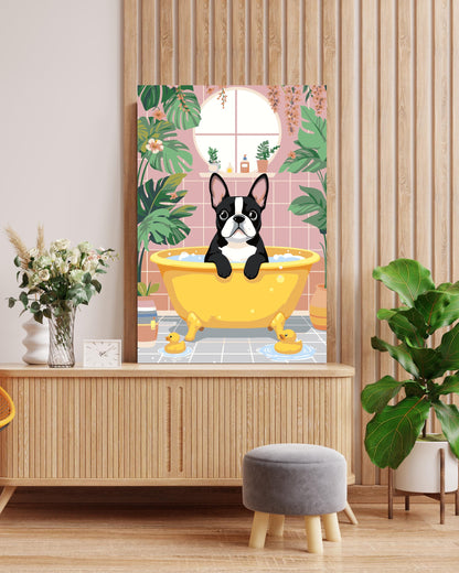 French Bulldog Bathroom Paint by Numbers Kit - Cute Dog Art Numerio
