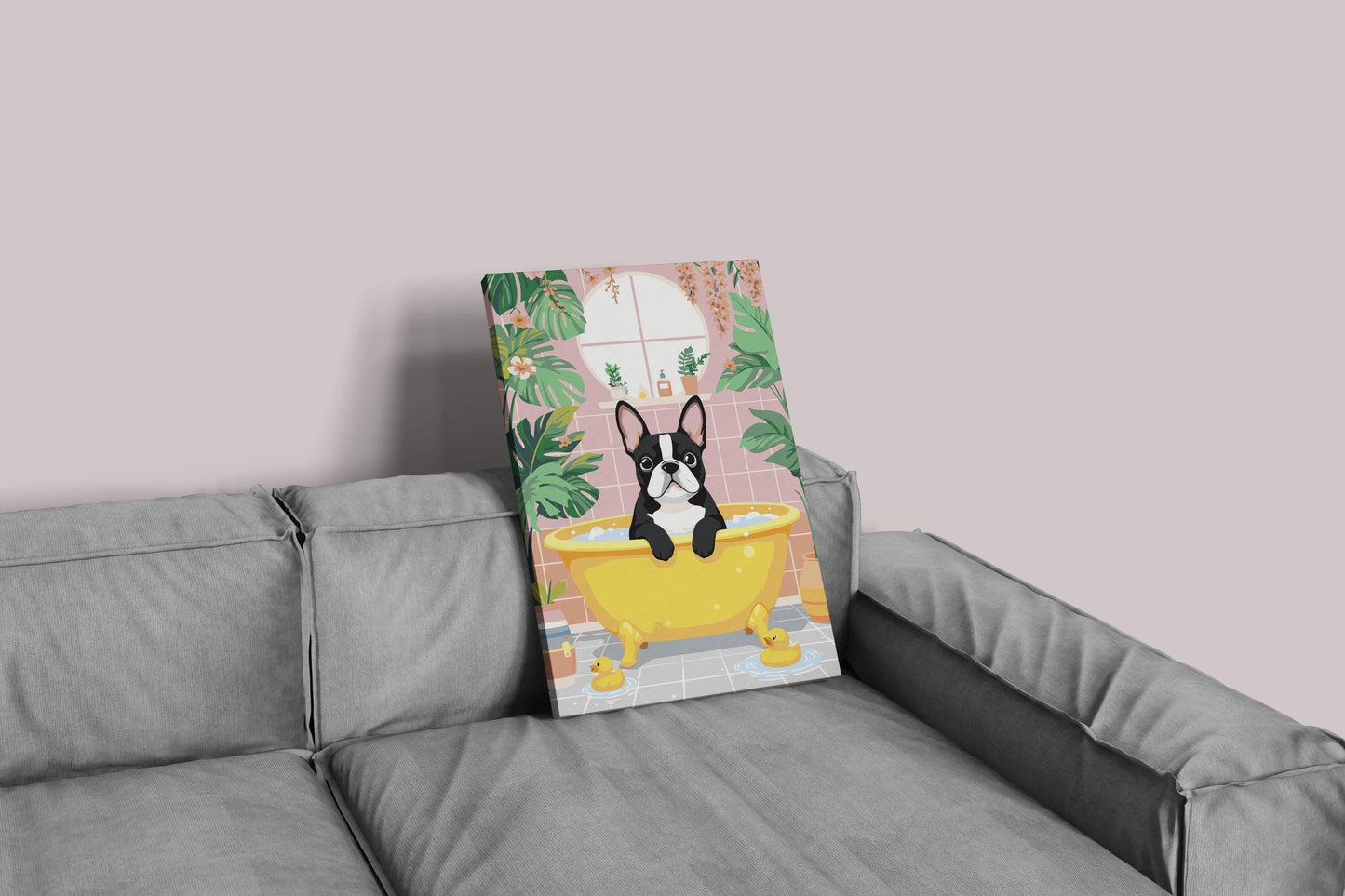 French Bulldog Bathroom Paint by Numbers Kit - Cute Dog Art Numerio