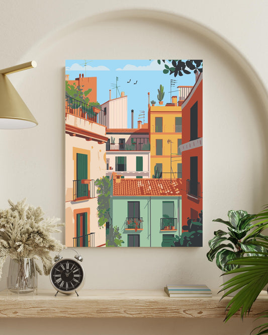 Mediterranean City Paint by Numbers Kit - Balcony View Scene Numerio