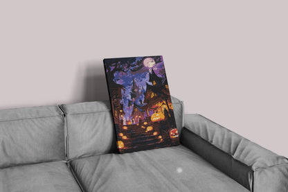 Halloween Haunted Town Paint by Numbers Kit - Pumpkins & Lanterns Scene Numerio