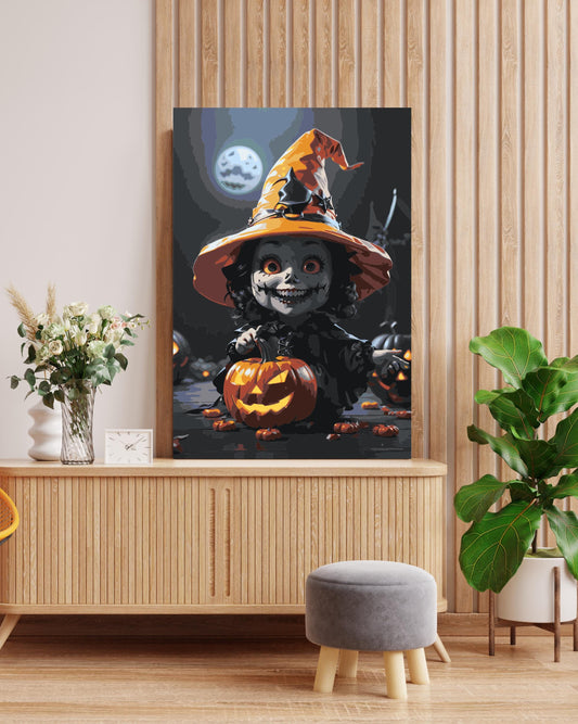 Halloween Ghost & Pumpkin Paint by Numbers Kit - Haunted House Scene Numerio