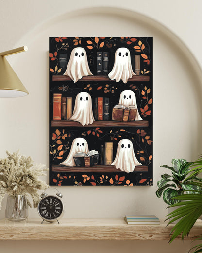Ghost Bookshelf Paint by Numbers Kit â€“ Cute Halloween Ghosts with Books â€“ Cozy Autumn DIY Painting for Book Lovers & Spooky Decor Numerio