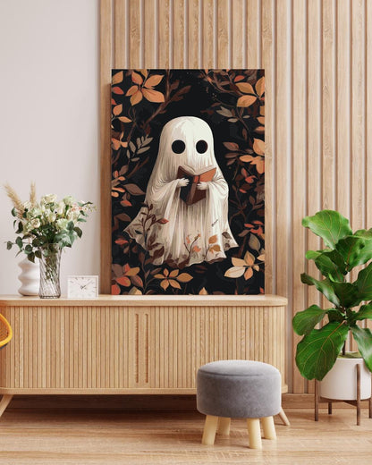 Ghost Reading Book Paint by Numbers Kit: Cozy Halloween DIY Art Numerio