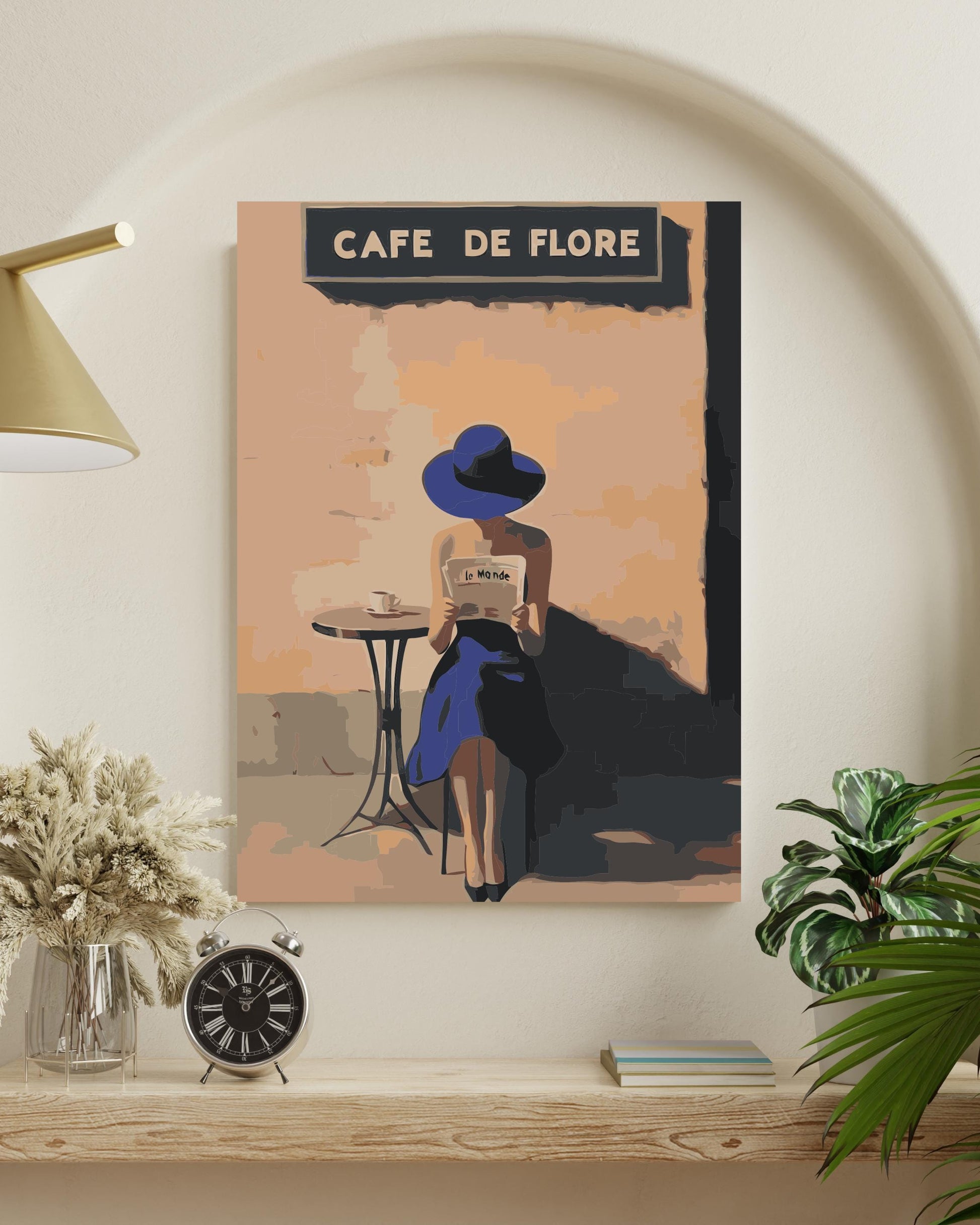 Parisian Café Paint by Numbers Kit - Elegant Woman Reading Numerio
