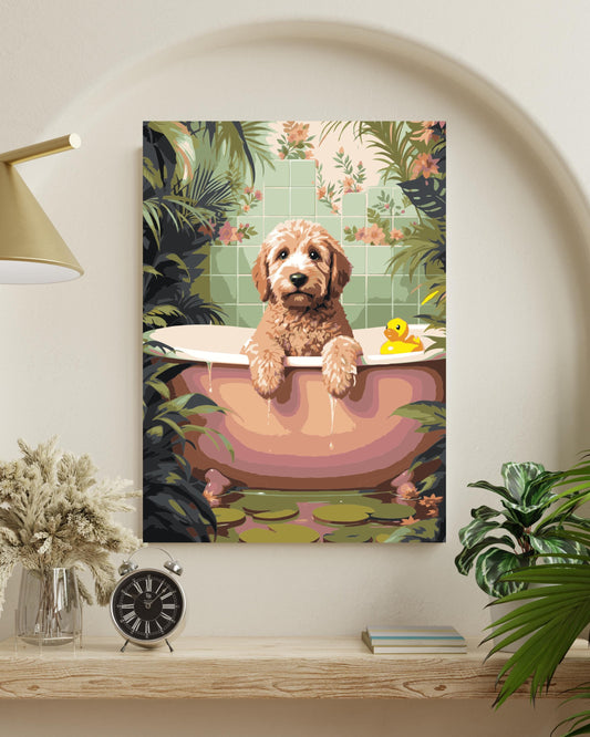 Golden Doodle Bathtub Paint by Numbers Kit - Funny Animal Art Numerio