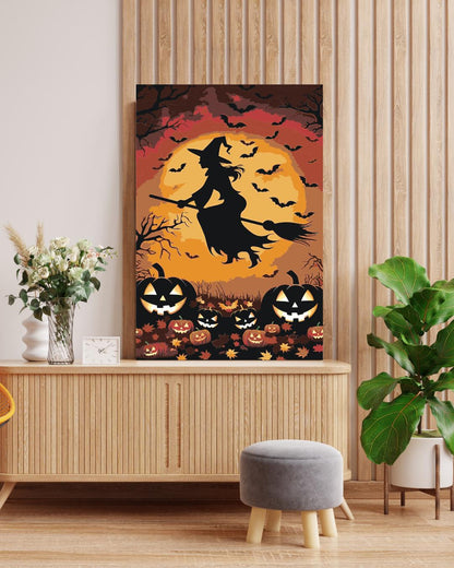 Halloween Witch Paint by Numbers Kit: Spooky DIY Canvas Art Numerio