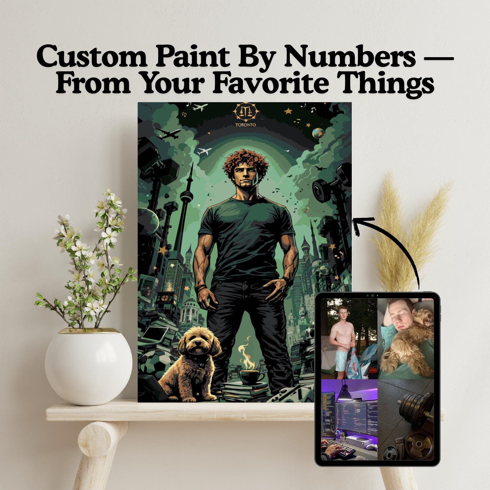 Custom Cartoon Paint By Numbers Kit | Personalized Illustration From Your Favorite Things Numerio