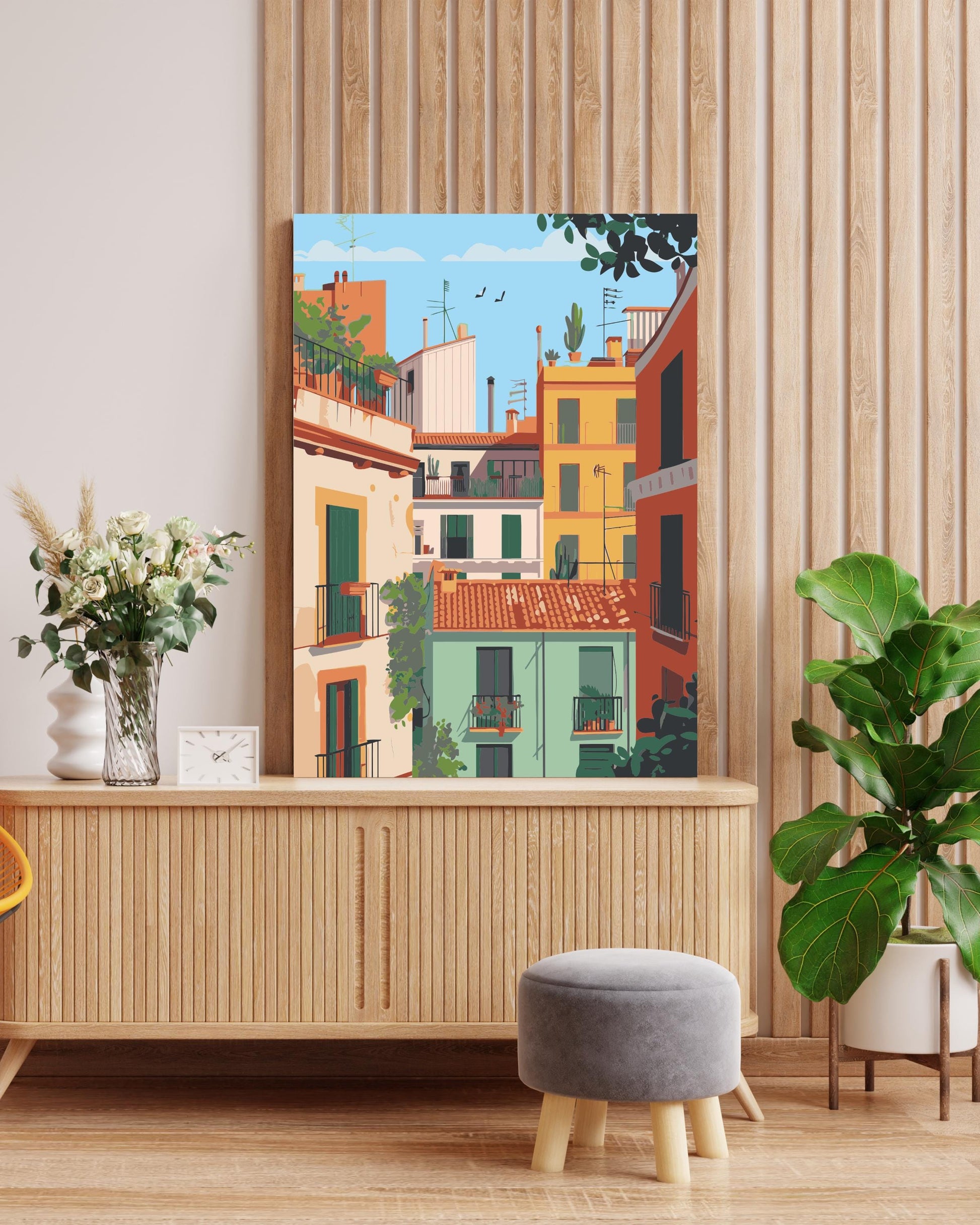 Mediterranean City Paint by Numbers Kit - Balcony View Scene Numerio