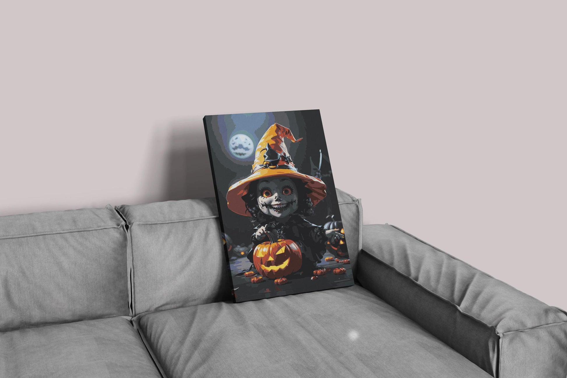 Halloween Ghost & Pumpkin Paint by Numbers Kit - Haunted House Scene Numerio
