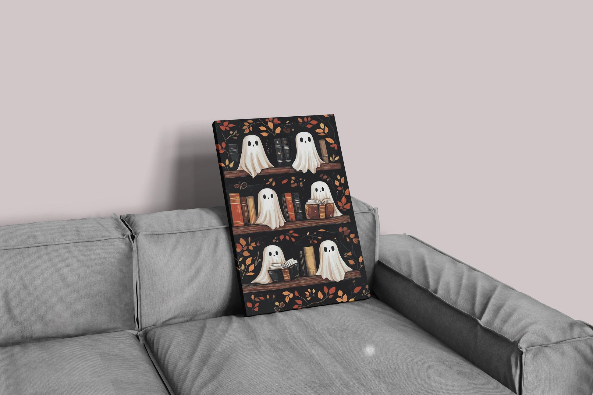 Ghost Bookshelf Paint by Numbers Kit â€“ Cute Halloween Ghosts with Books â€“ Cozy Autumn DIY Painting for Book Lovers & Spooky Decor Numerio