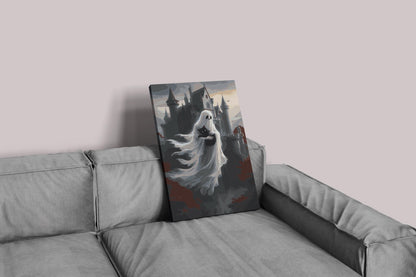 Gothic Ghost & Black Cat Paint by Numbers Kit: Spooky Halloween DIY Canvas Art Numerio