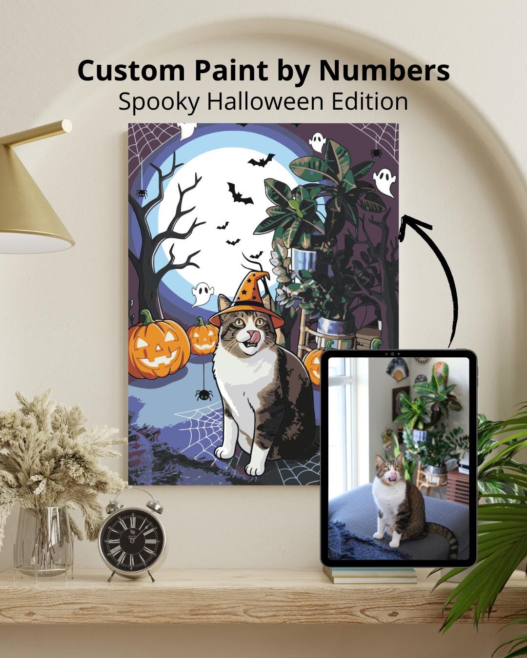 Custom Paint by Numbers Kit | Halloween Cartoon Style | Personalized Photo to Painting Numerio