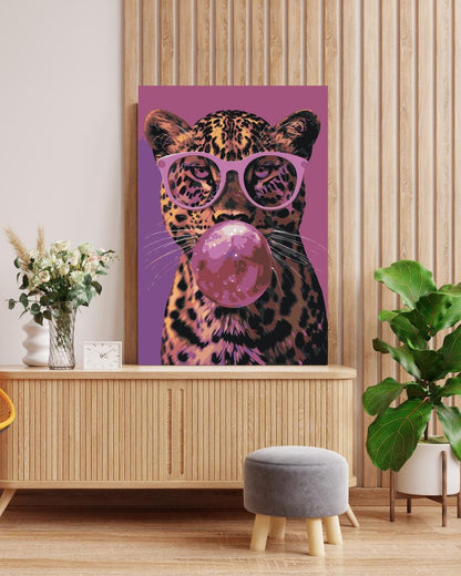 Funky Leopard Paint by Numbers Kit: DIY Animal Painting with Glasses Numerio