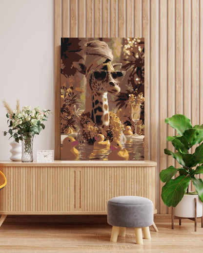 Giraffe Spa Day Paint by Numbers Kit: Funny Animal DIY Wall Art Numerio