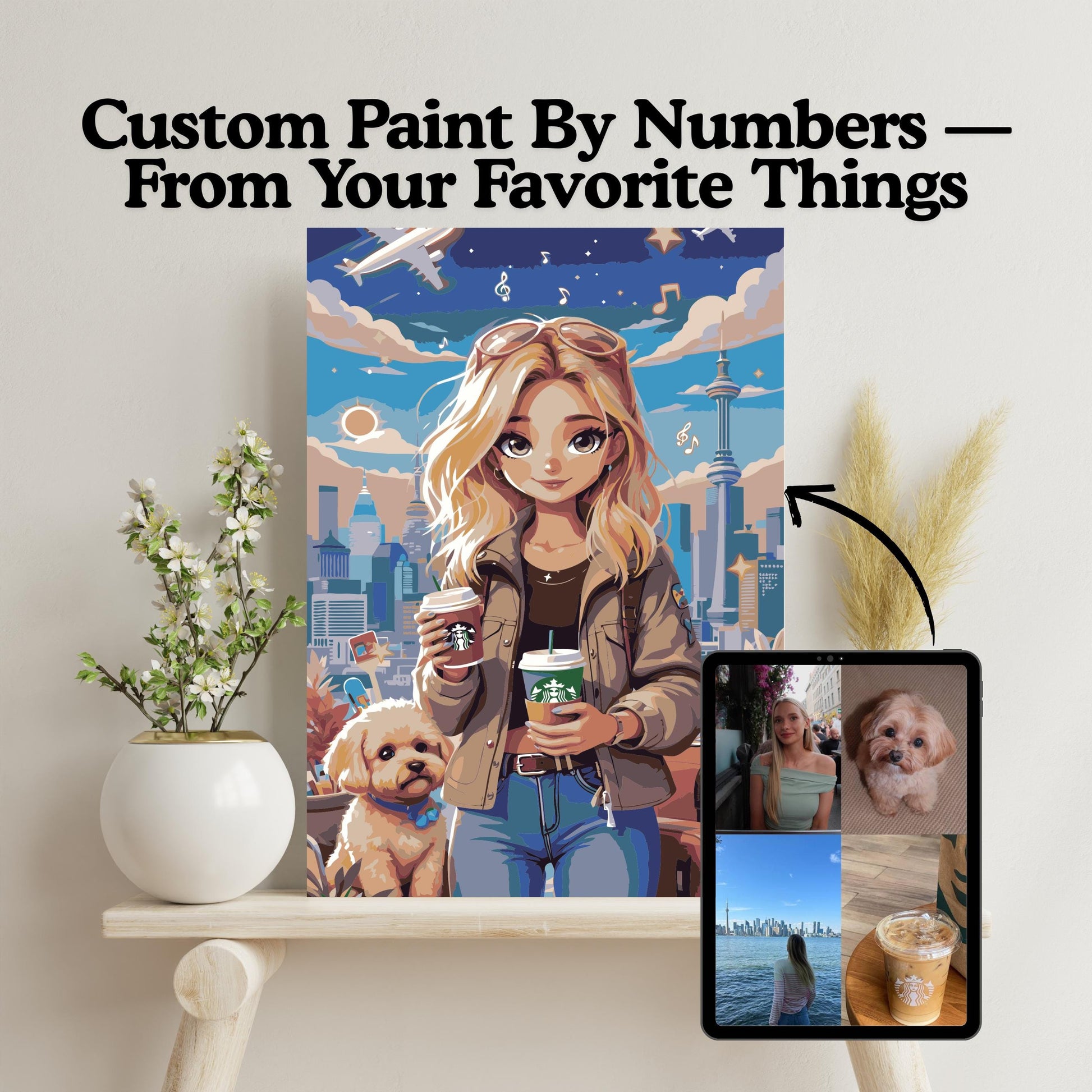 Custom Cartoon Paint By Numbers Kit | Personalized Illustration From Your Favorite Things Numerio