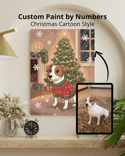 Custom Paint by Numbers Kit | Christmas Cartoon Style | Personalized Photo to Painting Numerio