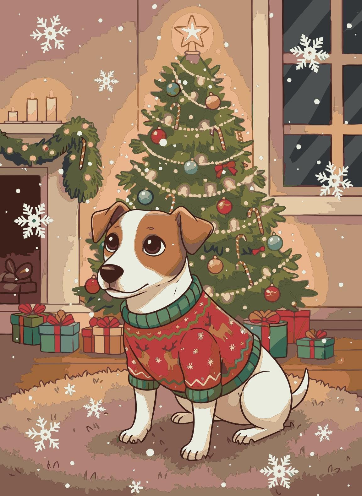 Custom Paint by Numbers Kit | Christmas Cartoon Style | Personalized Photo to Painting Numerio