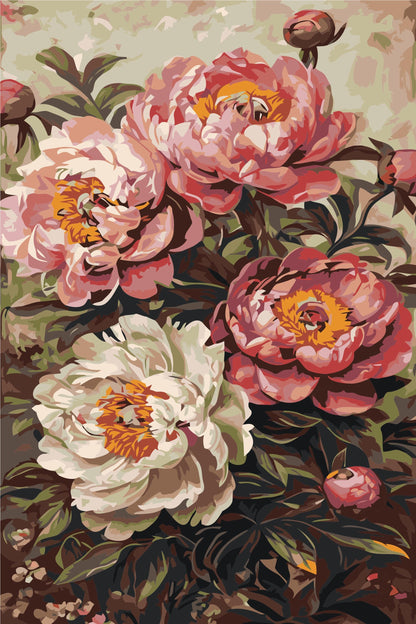 Colorful Flowers Paint By Numbers Kit | DIY Floral Canvas Painting for Adults | Vibrant Garden Wall Art