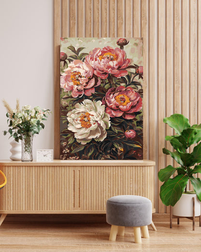 Colorful Flowers Paint By Numbers Kit | DIY Floral Canvas Painting for Adults | Vibrant Garden Wall Art
