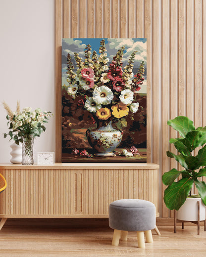 Flowers in Vase Paint By Numbers Kit | DIY Floral Canvas Painting for Adults | Elegant Flower Wall Art
