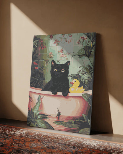 Bathing Cat with Duck Paint by Numbers Kit