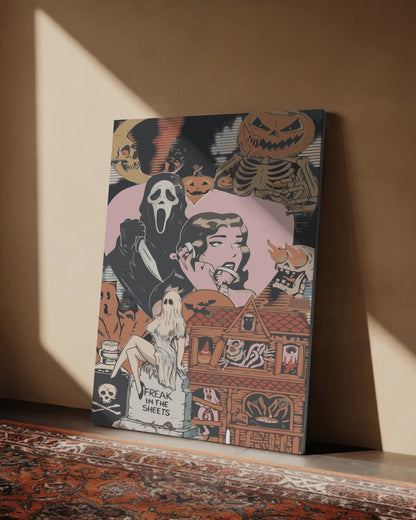 Halloween Horror Paint By Numbers Kit | Haunted House, Ghosts & Pumpkins | Spooky Retro DIY Canvas Art for Adults