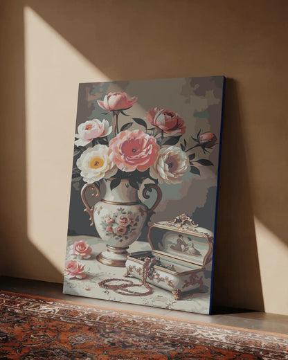 Vase of Flowers Paint By Numbers | DIY Canvas Art Kit for Adults | Bright Floral Bouquet Wall Decor