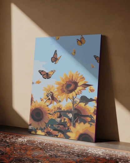 Sunflower Paint By Numbers Kit | DIY Canvas Painting for Adults | Bright Summer Floral Wall Art