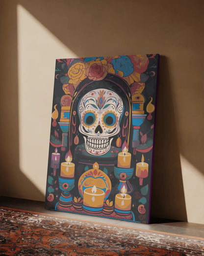 Day of the Dead Skull Paint by Numbers Kit – Vibrant Floral Sugar Skull DIY Painting