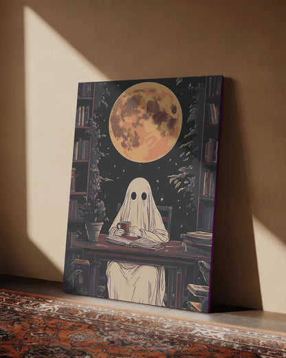 Ghost Reading Under Moon Paint By Numbers Kit: Spooky Halloween DIY Art