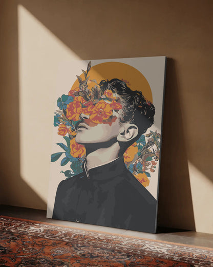 Contemplative Man Flower Background Paint by Numbers Kit
