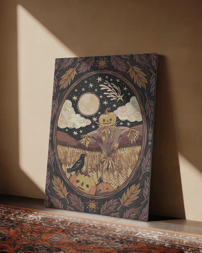 Scarecrow Pumpkin Head Paint By Numbers Kit: Spooky Halloween Field DIY Painting