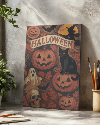 Vintage Halloween Paint by Numbers Kit
