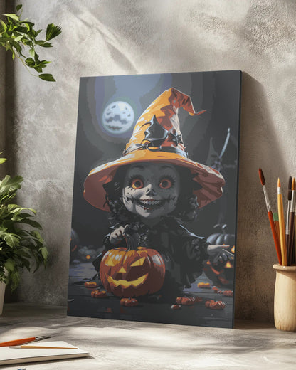 Halloween Ghost & Pumpkin Paint by Numbers Kit - Haunted House Scene