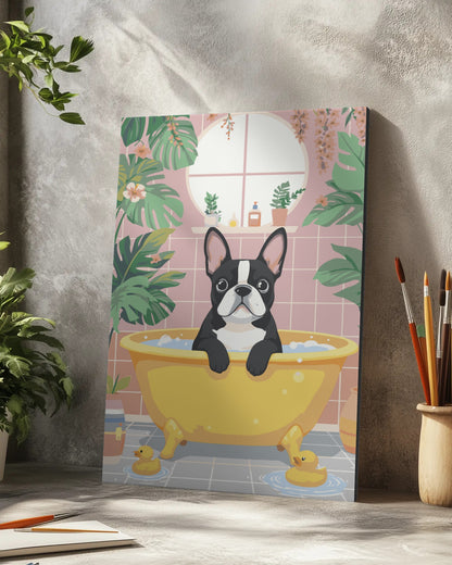 French Bulldog Bathroom Paint by Numbers Kit - Cute Dog Art