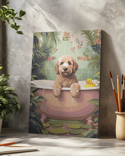 Golden Doodle Bathtub Paint by Numbers Kit - Funny Animal Art