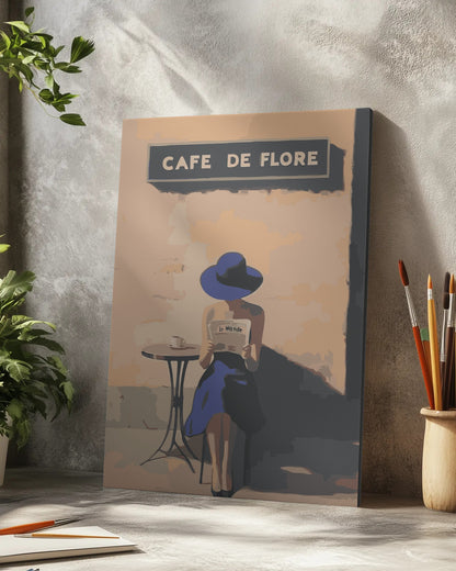Parisian Café Paint by Numbers Kit - Elegant Woman Reading