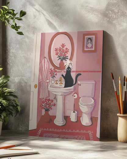 Cat Bathroom Ritual Paint by Numbers Kit - Funny Cat Art
