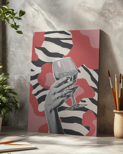 Zebra Print Wine Glass Paint by Numbers Kit