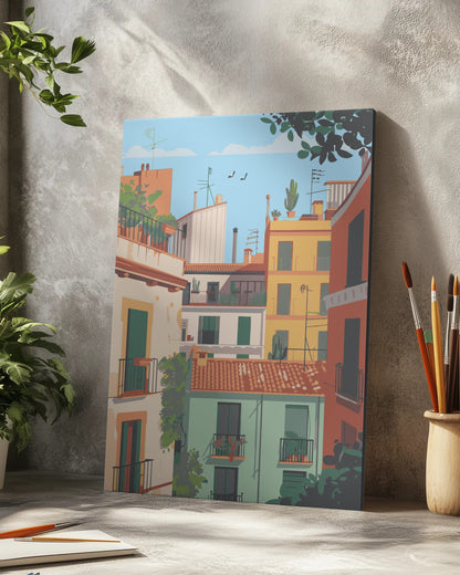 Mediterranean City Paint by Numbers Kit - Balcony View Scene