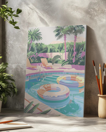 Serene Pool Paradise Escape Paint by Numbers Kit